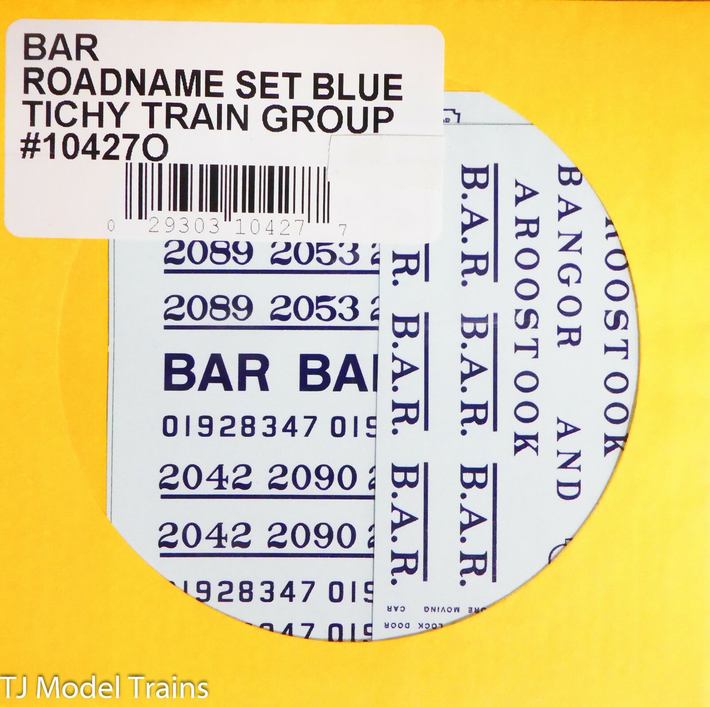 Tichy Train Group O #10427O BAR Roadname Set Blue Lettering (Decal)