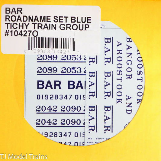 Tichy Train Group O #10427O BAR Roadname Set Blue Lettering (Decal)
