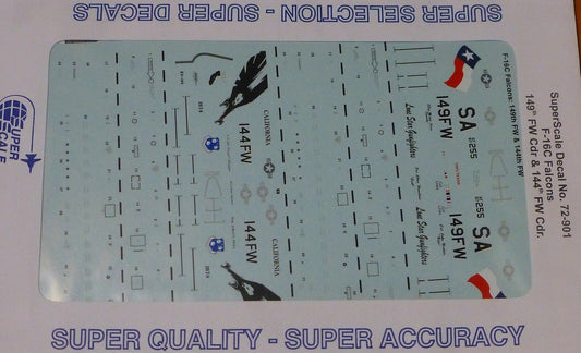 Microscale Decal 1:72 Scale #72-901 / F-16C Falcons: 149th FW Cdr. & 144th FW Cd