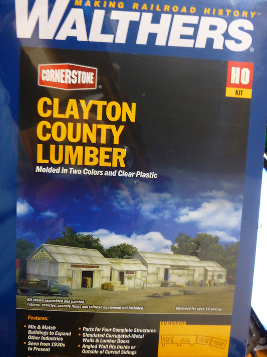 Walthers Cornerstone HO #2911 Clayton County Lumber (Kit form) NEW
