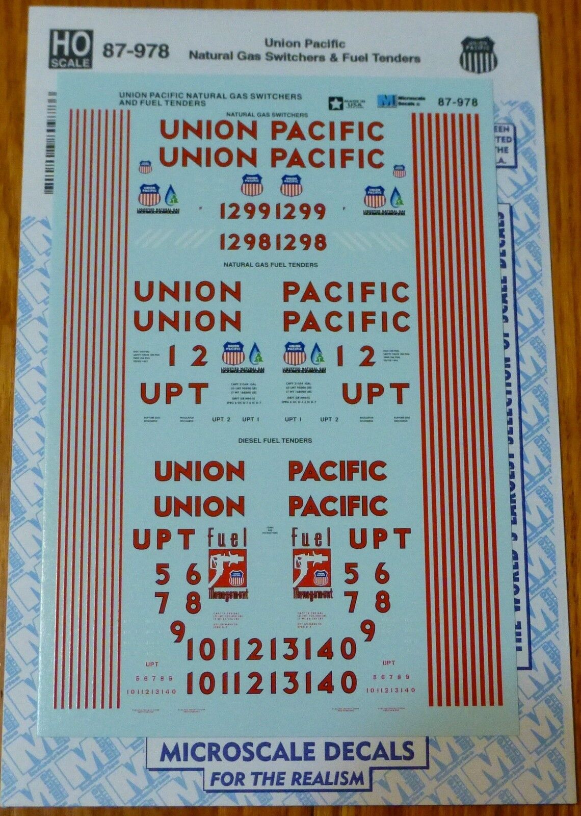 Microscale Decal HO #87-978 Union Pacific Natural Gas Switchers & Fuel Tenders