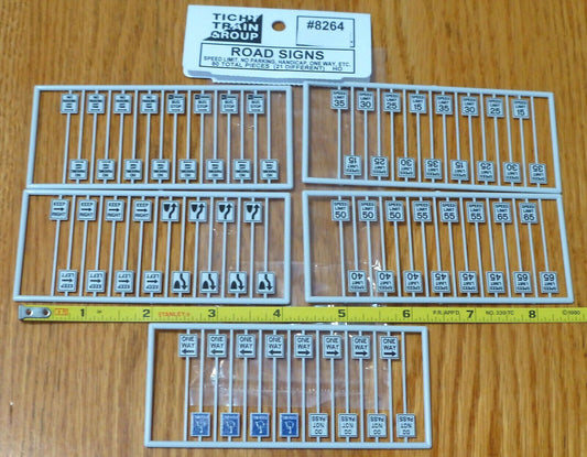 Tichy Train Group HO #8264 Road Signs: Speed Limit, No Parking, Handicap, One Wa