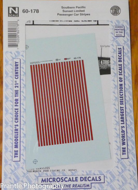 Microscale Decal #60-178 Southern Pacific Sunset Ltmd. Passenger Car Stripes
