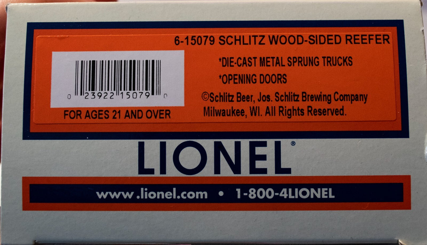 Lionel #6-15079 Schlitz Wood-sided Reefer Die-cast Metal Sprung Trucks Opening d