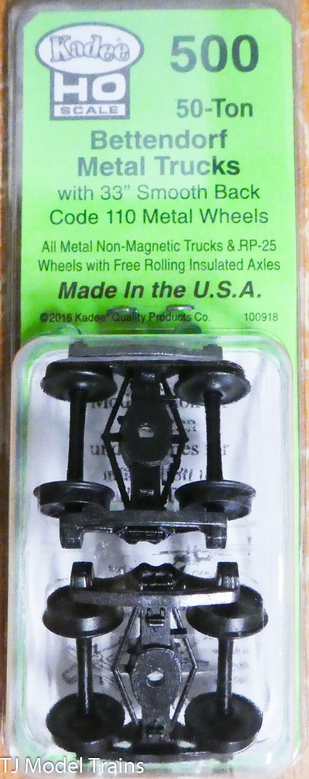 Kadee #500 Bettendorf 50-Ton Fully Sprung Metal Trucks -- Code 110 (.110") 33"