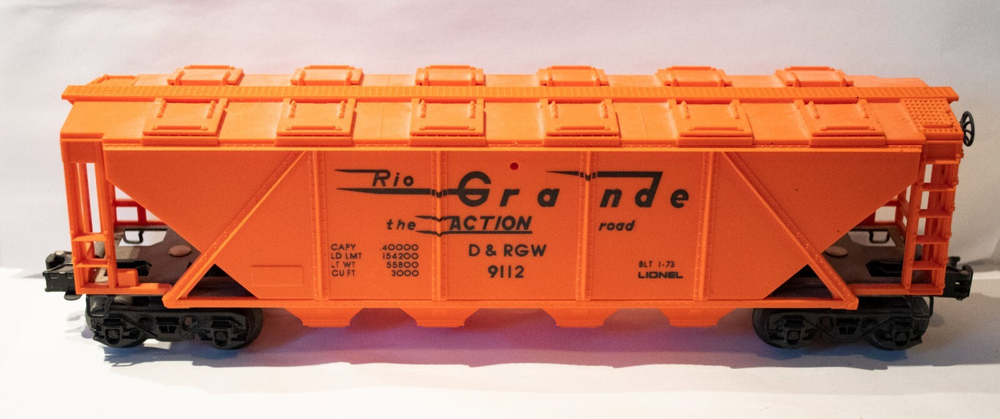 Lionel O Scale (Used) #6-9112 Rio Grande Covered Hopper