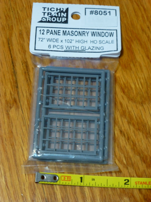 Tichy Train Group HO #8051 Masonry Windows -- 12-Pane, Scale 72 x 102" 183 x 259