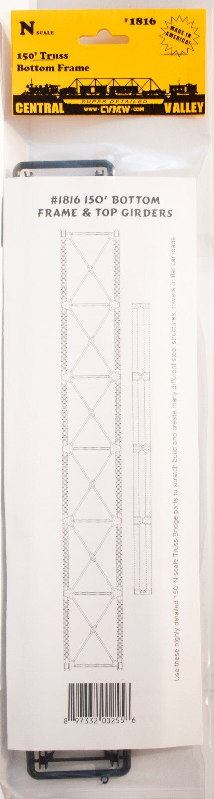 Central Valley HO #1816 150' Bridge Bottom Frame Detail - Kit