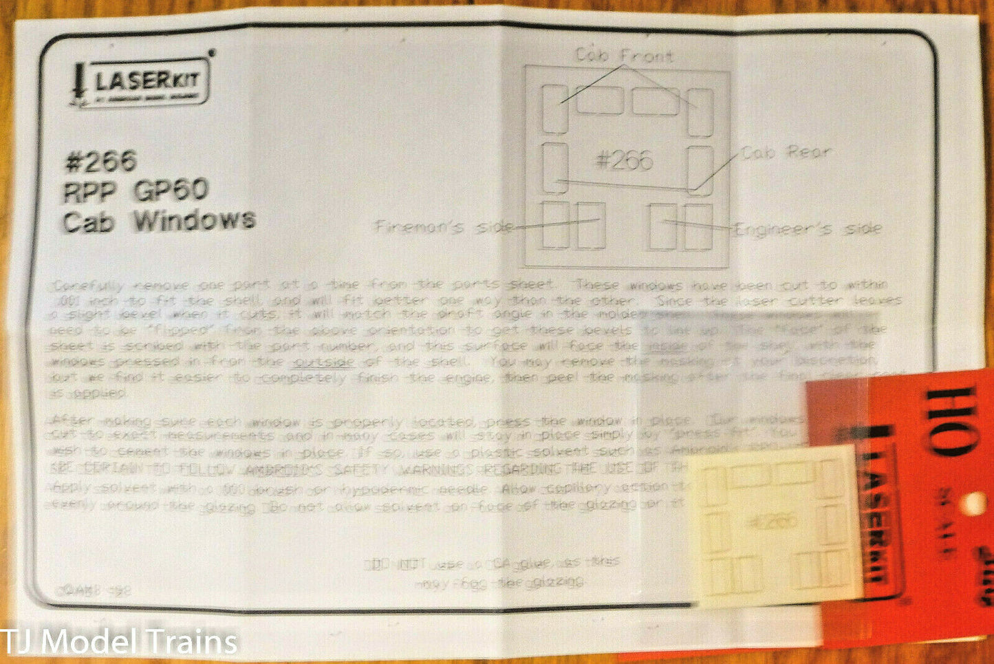American Model Builders, Inc HO #266 Windows for: Rail Power Products GP60