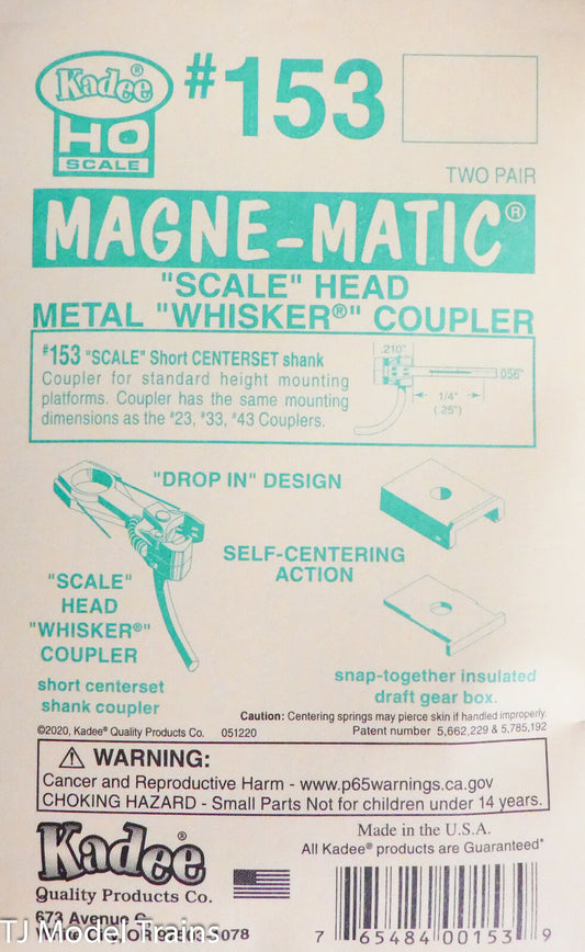 Kadee HO #153 Whisker Scale Self-Centering Knuckle Couplers - Kit - Magne-Mat