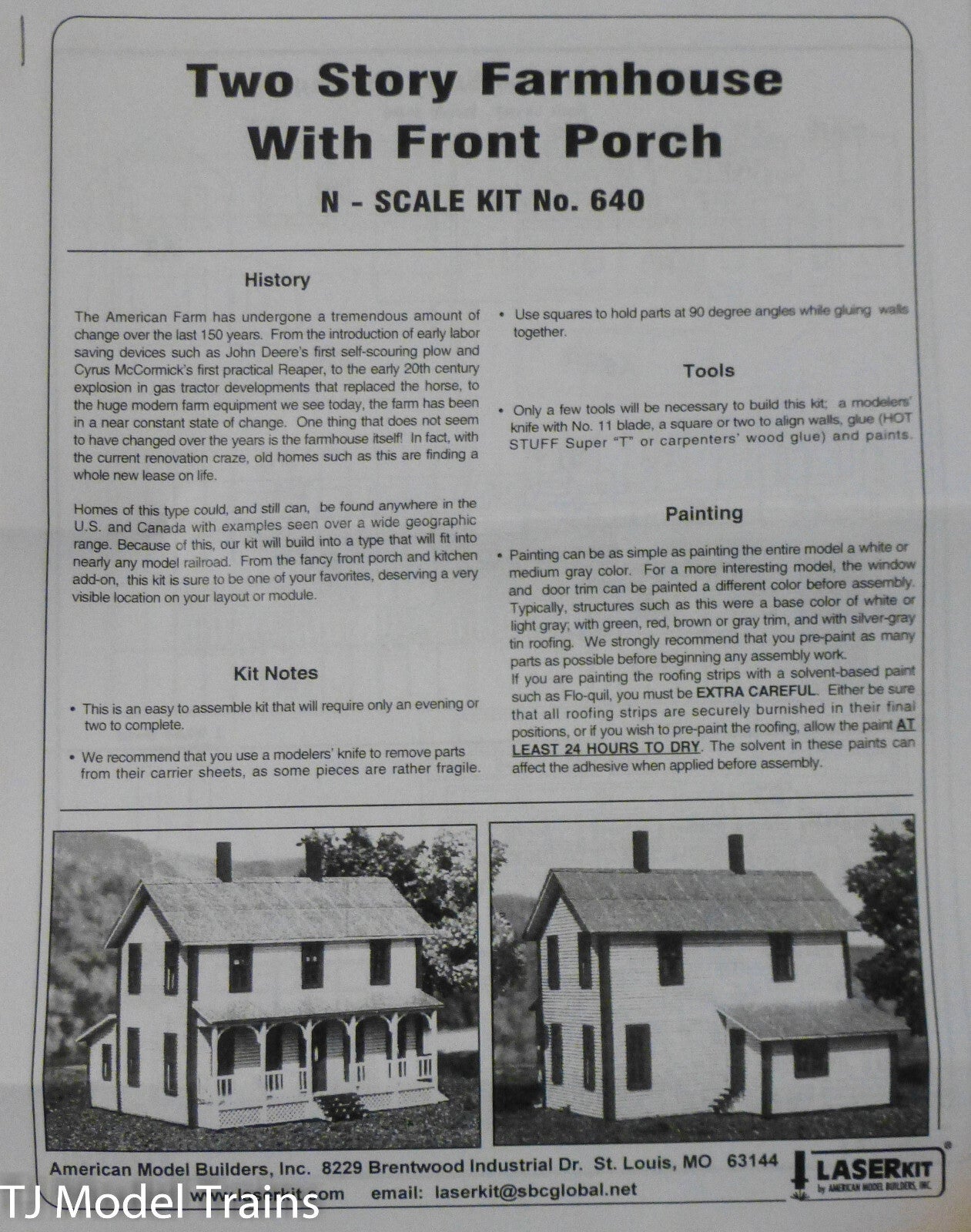 American Model Builders, Inc N #640 Two Story Farm House Kit (Wood Laser Kit)