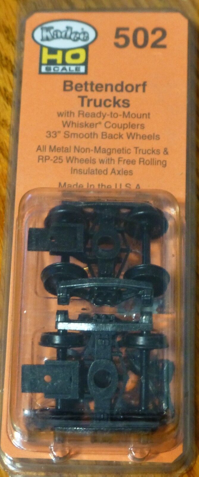 Kadee HO Scale #502 Bettendorf Trucks w/Ready to Mount 33" Smooth Back Wheels