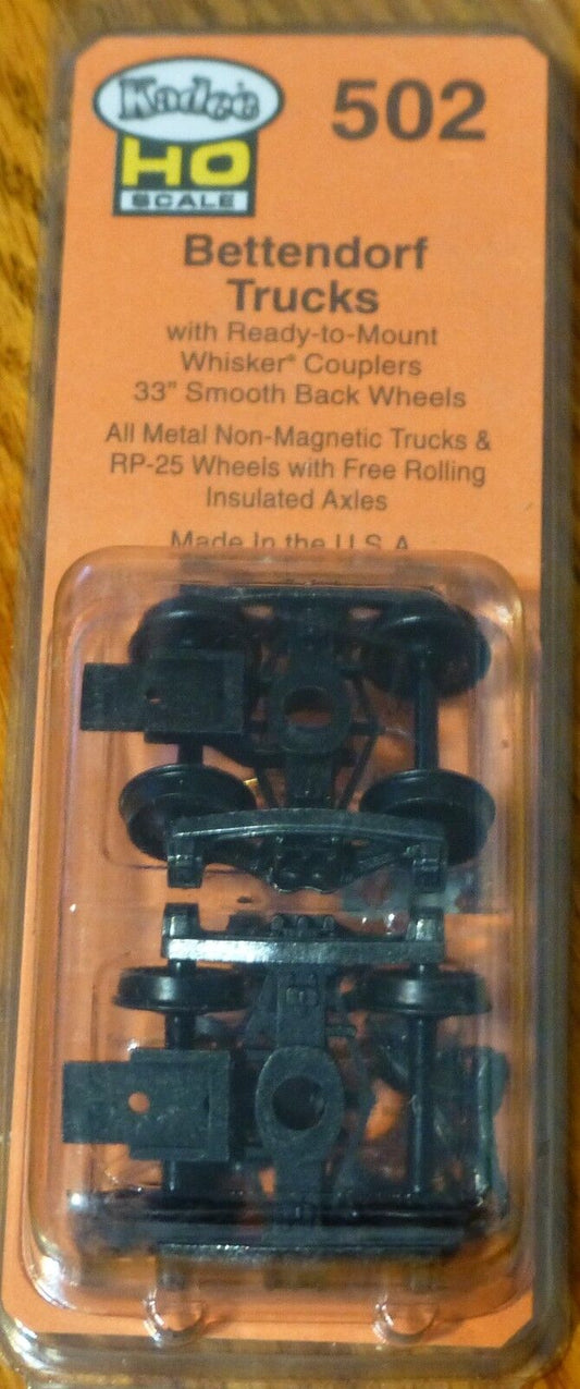 Kadee HO Scale #502 Bettendorf Trucks w/Ready to Mount 33" Smooth Back Wheels