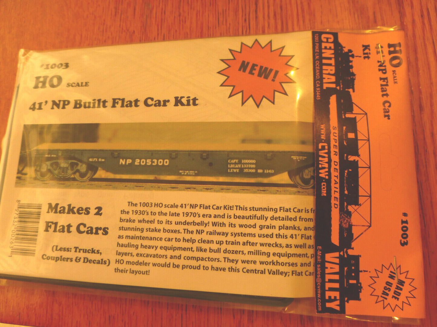 Central Valley HO #1003 (40' Flat Car Kit) 1:87th Scale (Plastic Parts)