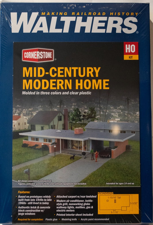 Walthers Cornerstone #933-4156 Mid-Century Modern Home -- Kit - 9-7/16 x 5-5/32