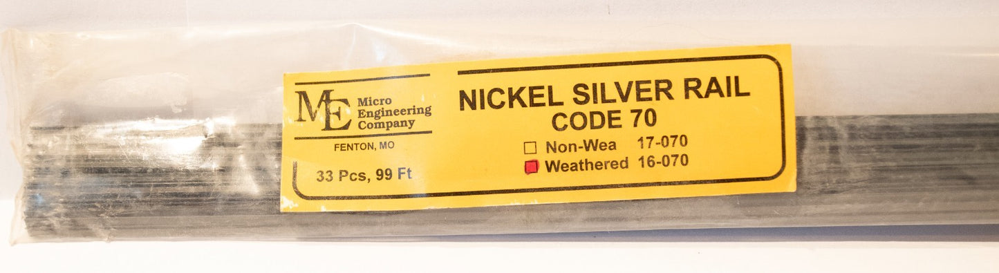 Micro Engineering Company HO #16-070 Weathered Nickel Silver Rail - 3' Long Piec