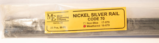 Micro Engineering Company HO #16-070 Weathered Nickel Silver Rail - 3' Long Piec
