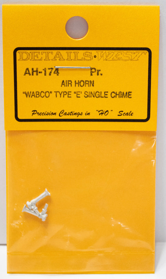 Details West HO #174 Air Horns -- Wabco Type E, Single-Chime pkg(2)