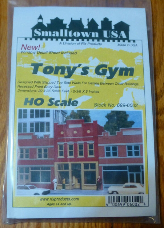 Smalltown USA HO #699-6002 Tony's Gym -- Kit - 4-3/4 x 2-3/4" 11.9 x 6.9cm