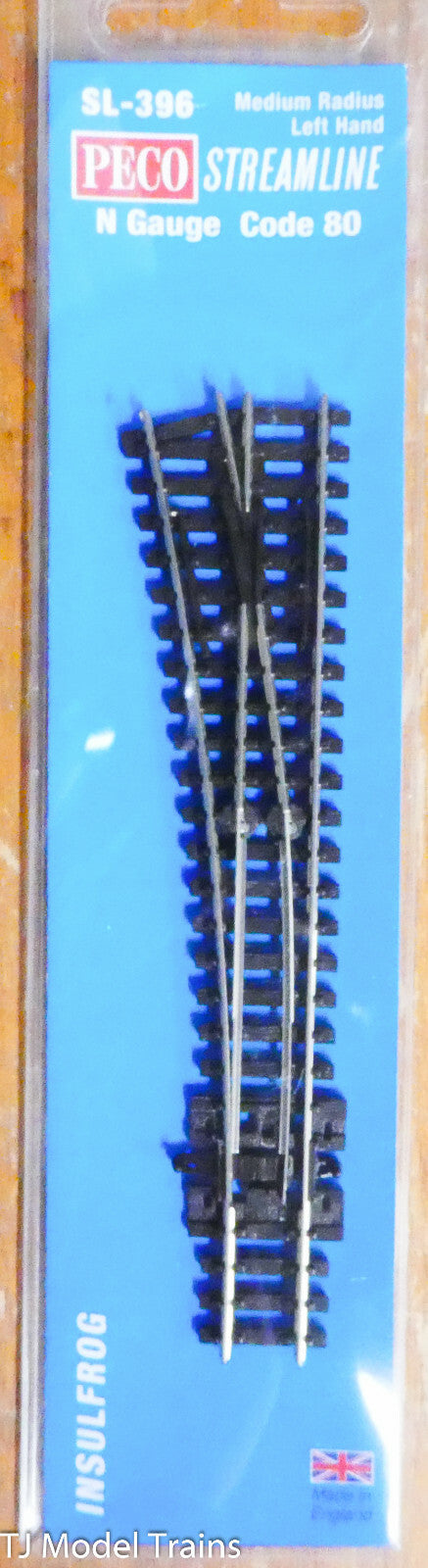 Peco #SL-396 Code 80 Medium Radius #6 Turnout - Streamline -- Left Hand, Insulfr