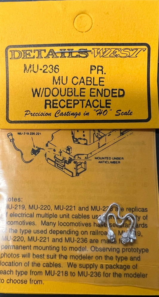 Details West HO #236 MU Cable w/double ended receptacle