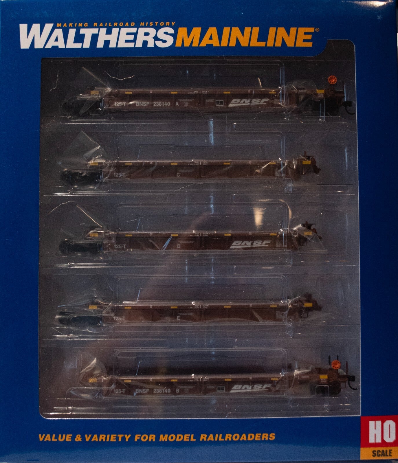 Walthers HO #910-55660 Thrall 5-Unit Rebuilt 40' Well Car - Ready to Run -- BNSF