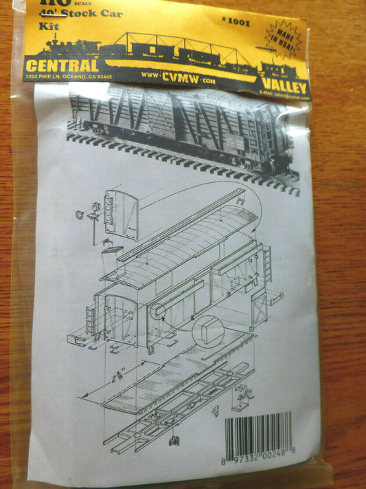 Central Valley HO #1001 (40' Stock Car Kit) Plastic (NEW PRODUCT) 1:87th Scale