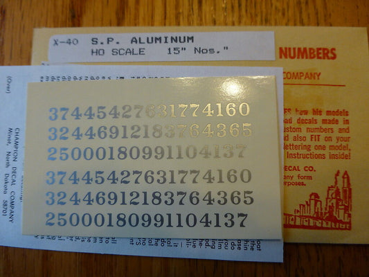 Champ Decal HO #X-40 S.P. Aluminum 15" Numbers