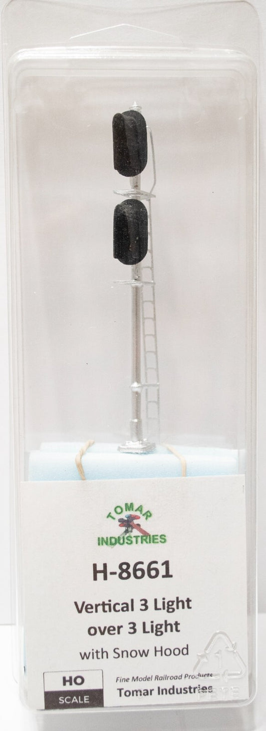 Tomar HO #H-8661 Vertical Signal w/Snow Hood -- 2 Head; Three-Light over Three-L