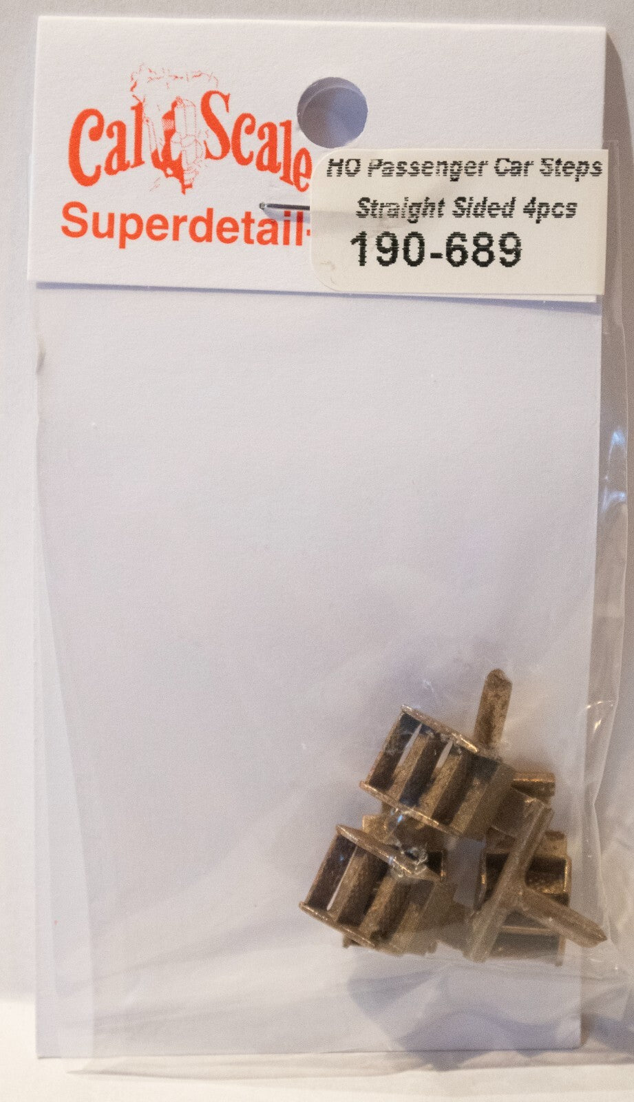 Cal-Scale #689 Straight-Sided Passenger Car Steps -- Brass pkg(4)