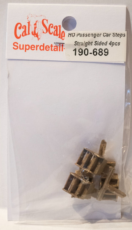 Cal-Scale #689 Straight-Sided Passenger Car Steps -- Brass pkg(4)