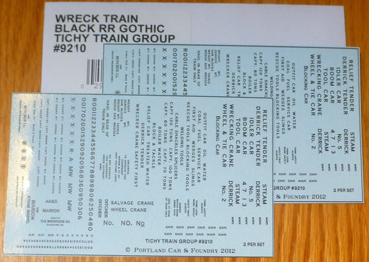 Tichy Train Group HO #9210 Railroad Decal Set -- Railroad Gothic Wreck Train Dec