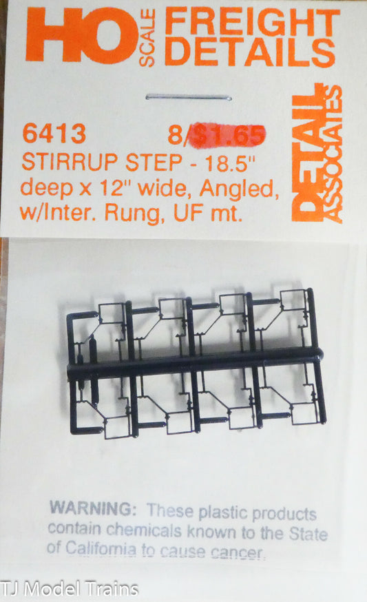 Detail Associates HO #6413 Stirrup Step - 18.5" Deep x 12" Wide, Angled, w/Inter