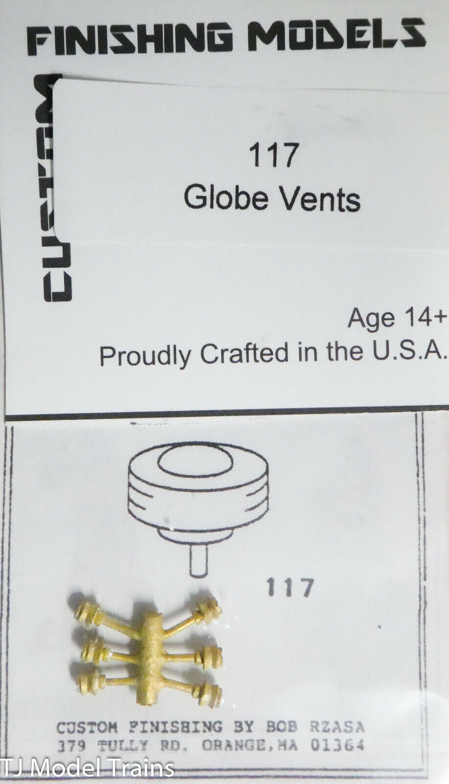 Custom Finishing Models HO #117 Globe Vents (Brass Castings) HO Scale