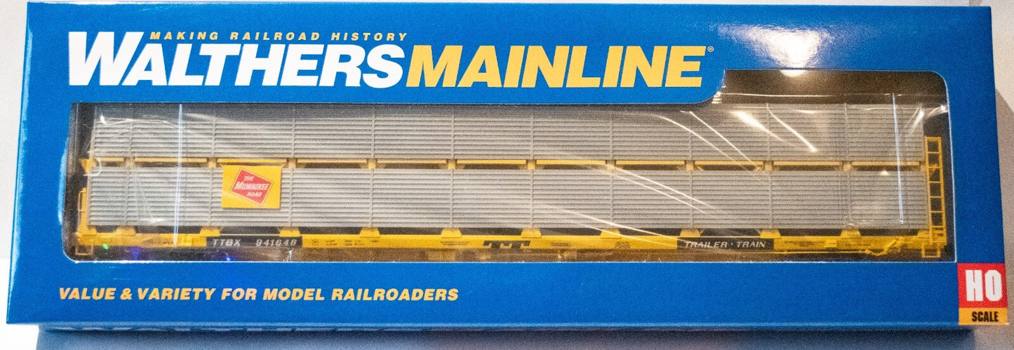 Walthers HO #910-8117 89' Flatcar w/Bi-Level Shielded Auto Rack - Ready to Run -