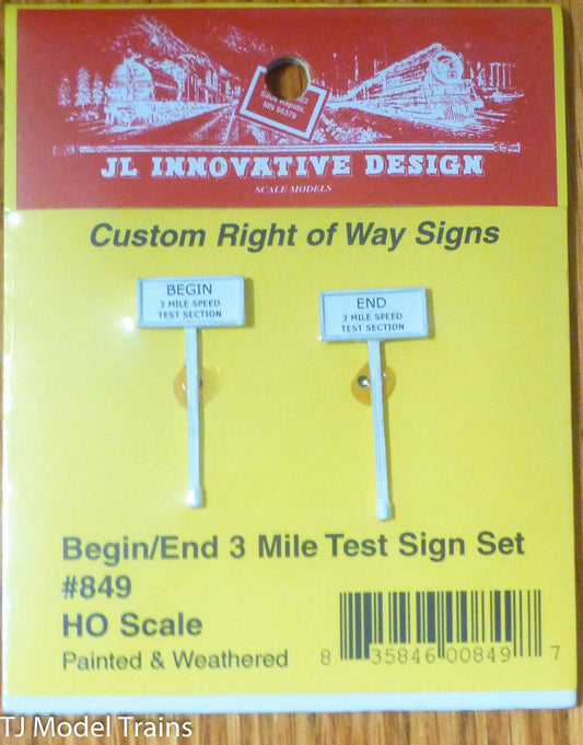 JL Innovative Design #849 Right-of-Way Signs -- Begin/End 3-Mile Test Section