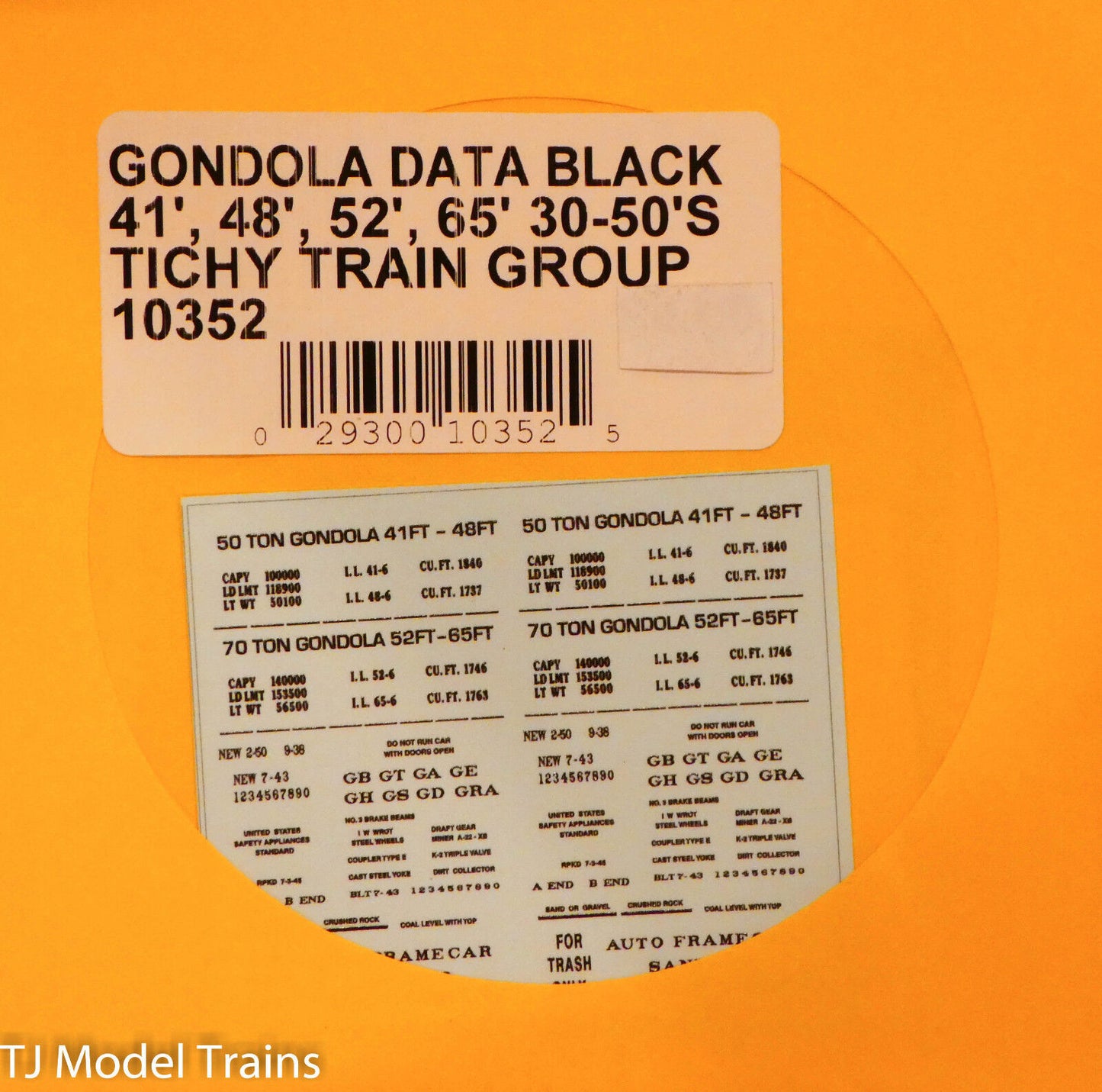 Tichy Train Group HO #10352 Gondola Data Black (41', 48', 52', 30-50's) (Decal)