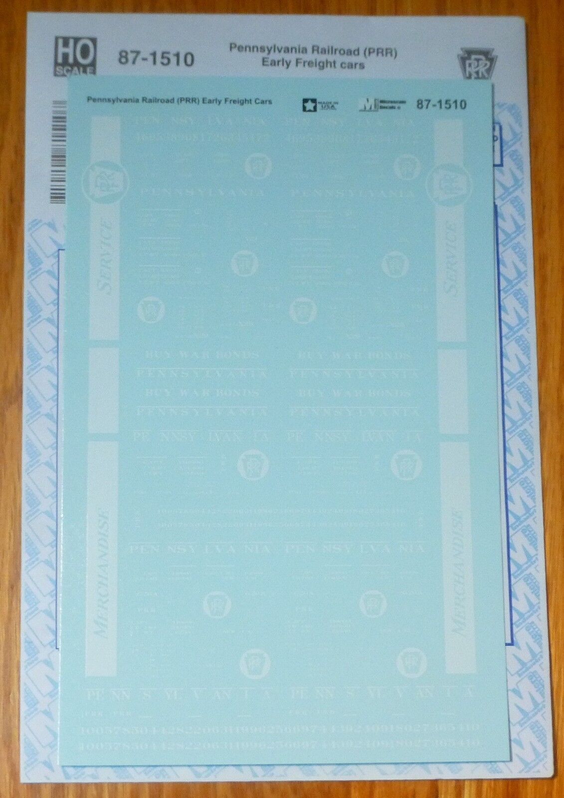 Microscale Decal HO #87-1510 Pennsylvania Railroad (PRR) Early Freight Cars