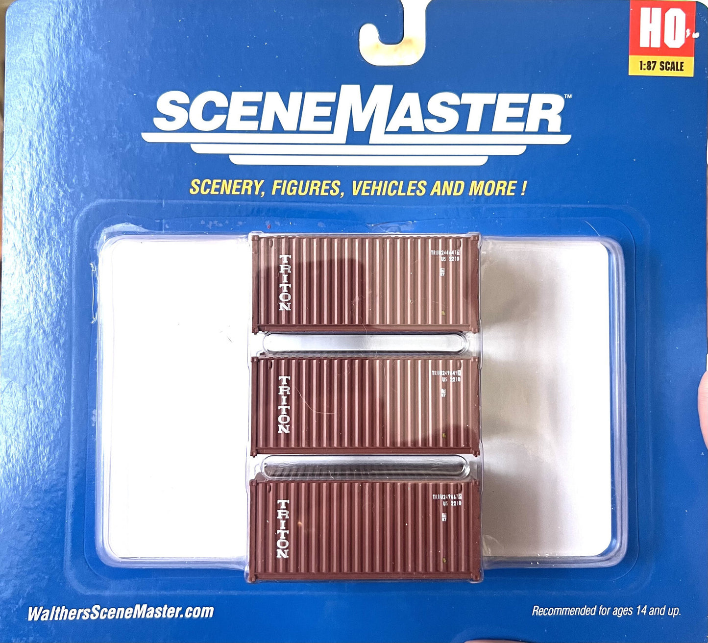 Walthers HO #949-18055 Fully Corrugated 20' Container - 3-Pack -- Triton