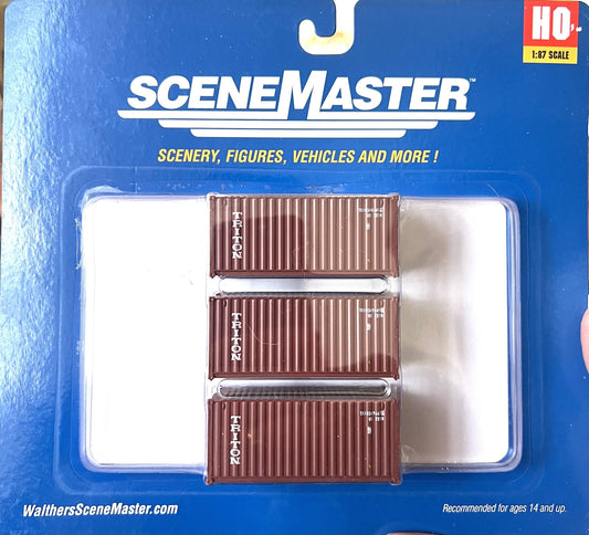 Walthers HO #949-18055 Fully Corrugated 20' Container - 3-Pack -- Triton