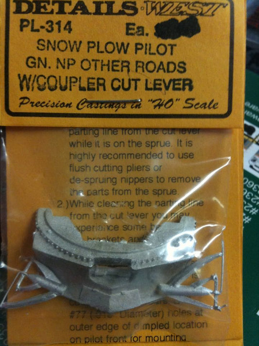 Details West HO #314 Snow Plow Pilot w/Cast Coupler Cut