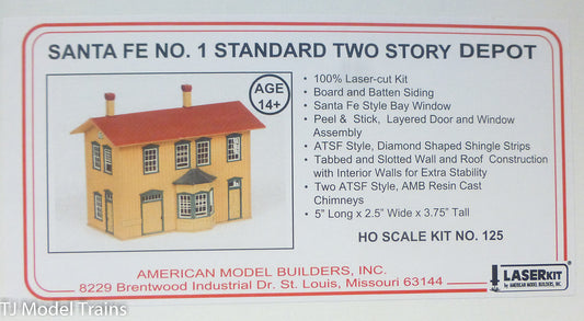 American Model Builders, Inc HO #125 Santa Fe NO.1 Standard Two Story Depot Kit
