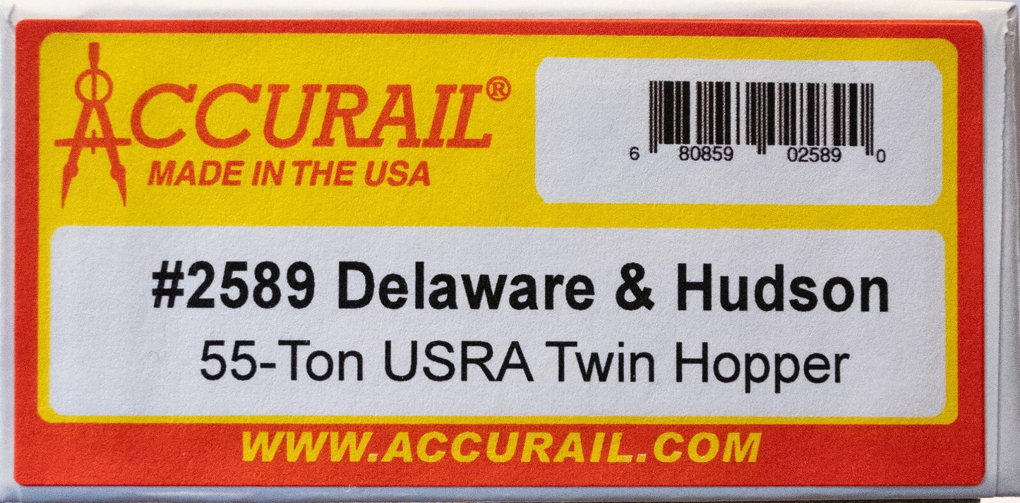 Accurail #2589 USRA 55-Ton 2-Bay Open Hopper - Kit -- Delaware & Hudson #5987 (b