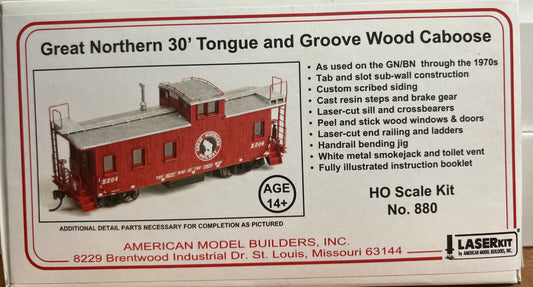 American Model Builders HO #880 Great Northern 30' Tongue & Groove Wood Caboose