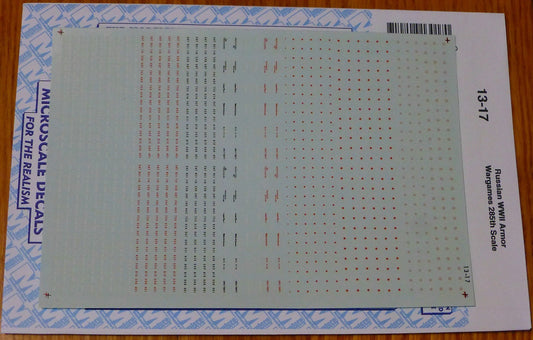 Microscale Decal #13-17 Russian WWII Armor Wargames 285th Scale