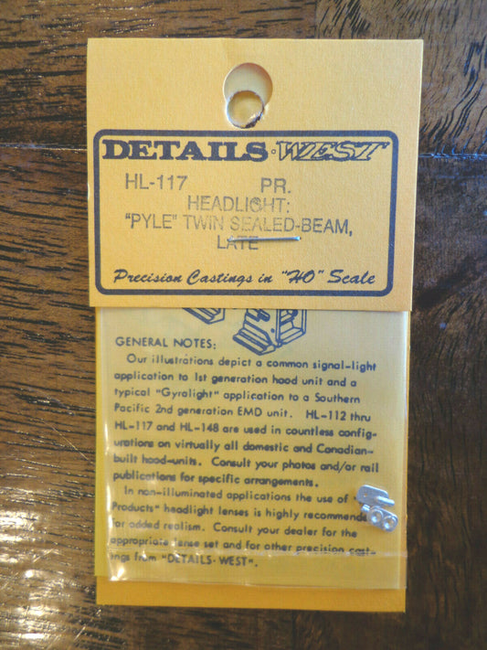 Details West HO #117 Headlight: "Pyle" Twin Sealed Beam (Light Cast)