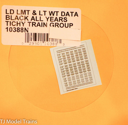 Tichy Train Group Decal #10388N LD LMT & LT WT Data Black All Years (Decal)
