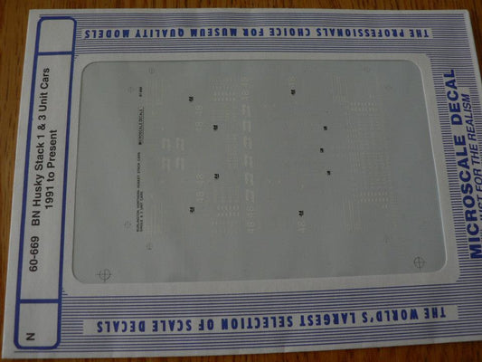Microscale Decal N  #60-669 Husky Stack Container Car Decal Set - Burlington Nor