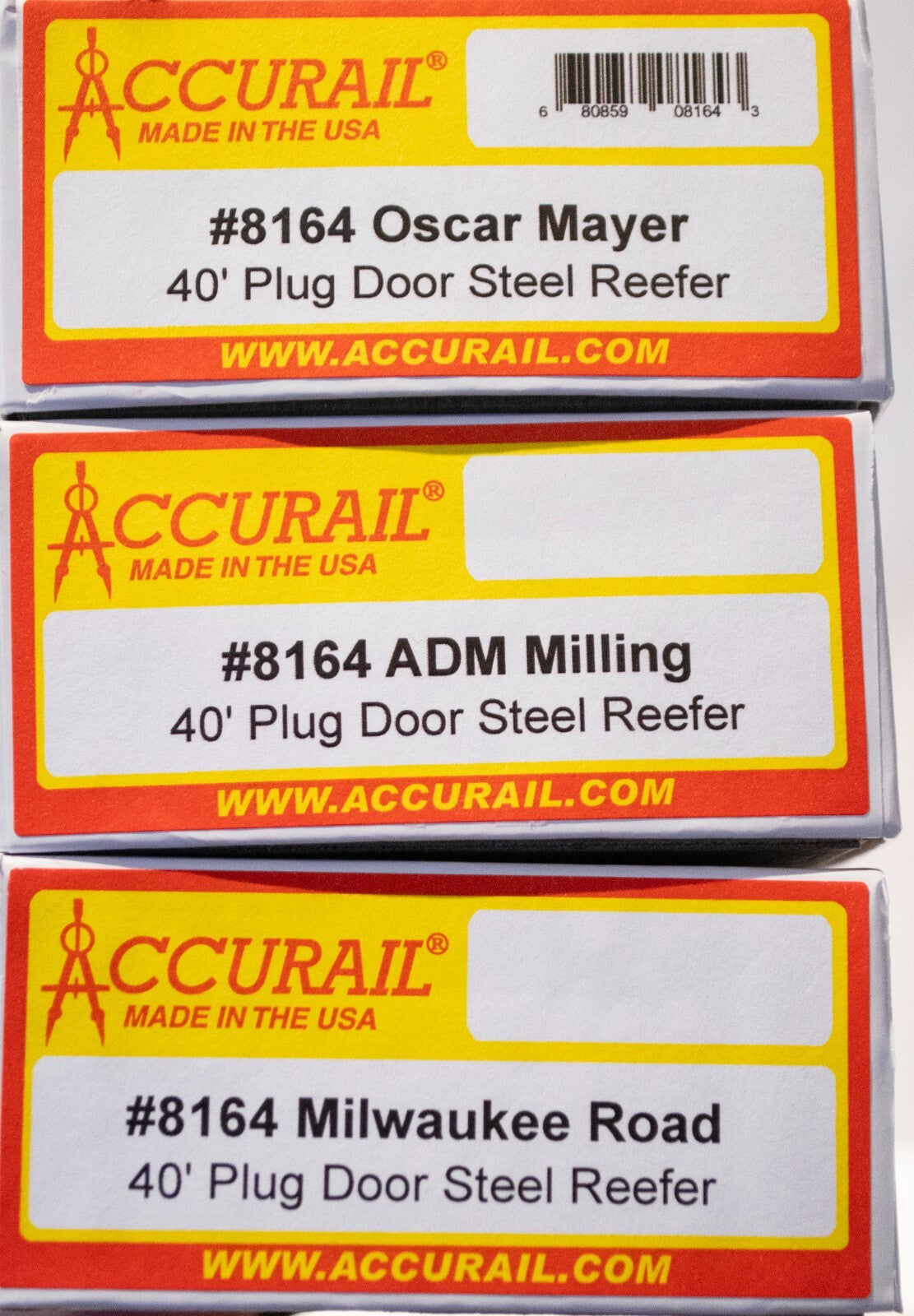 Accurail #8164 40' Steel Reefer with Plug Doors 3-Pack - Kit - 1 Each Oscar May