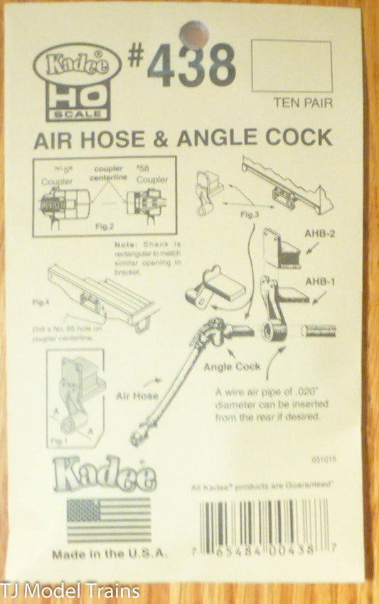 Kadee HO #438 Air Hose & Angle Cock (Ten Pair in Package) 1:87th Scale